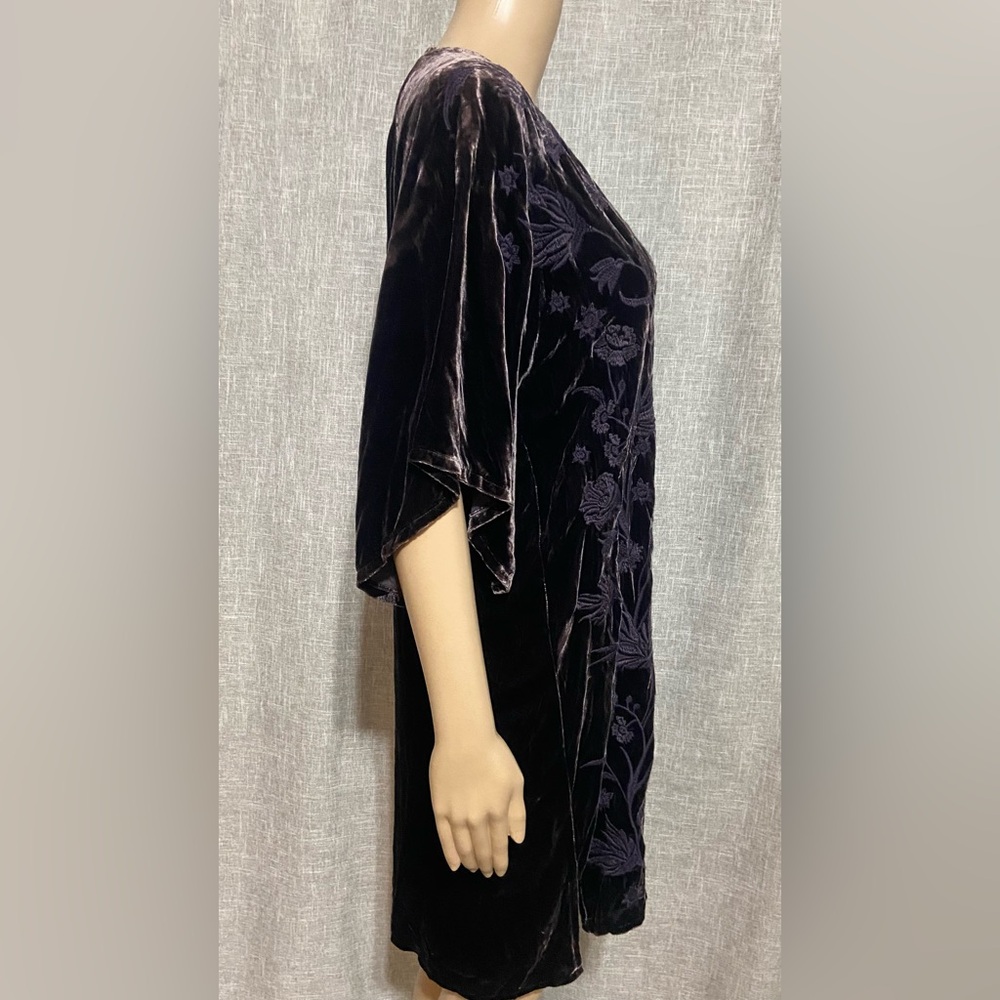 Johnny Was Velvet tunic knee length loose dress~Size:XSMALL~in deep purple - Picture 3 of 11